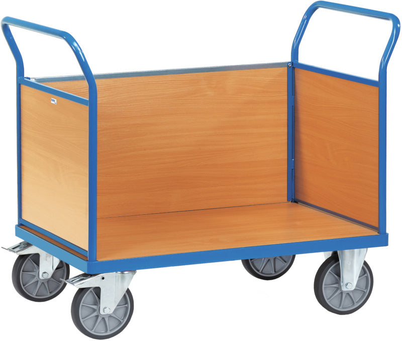 Plošinový vozík se 3 dřevěnými stěnami