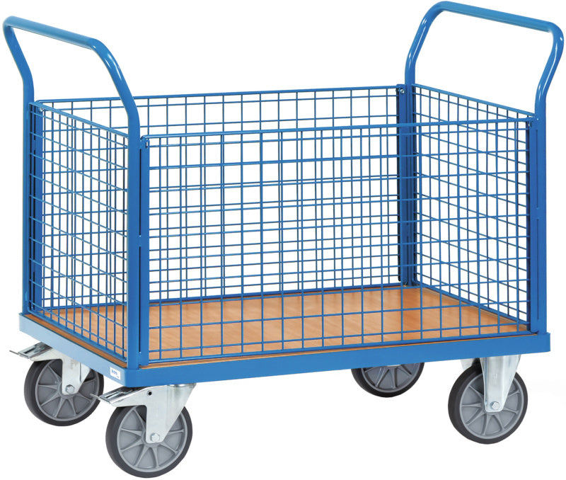 Plošinový vozík se 4 drátěnými stěnami
