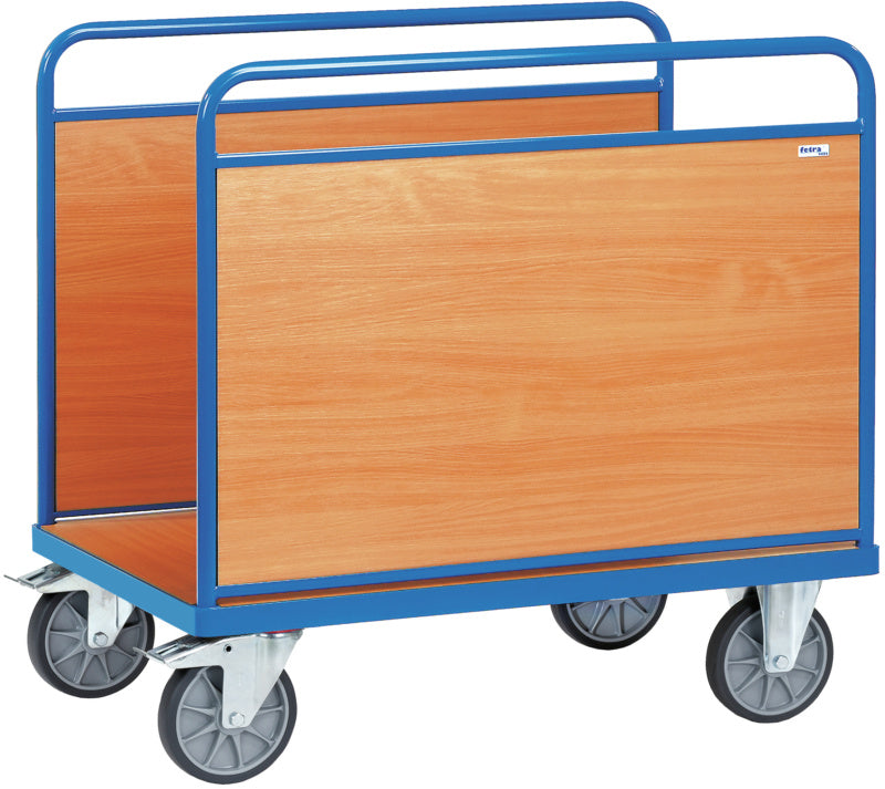 Plošinový vozík se 2 dřevěnými podélnými stěnami