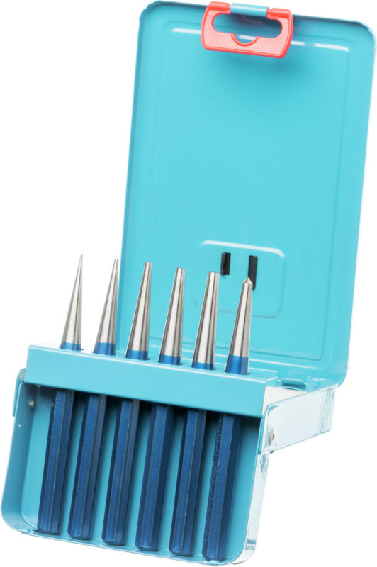 Sada průbojníků s důlčíkem, 6 ks, v boxu z ocelového plechu