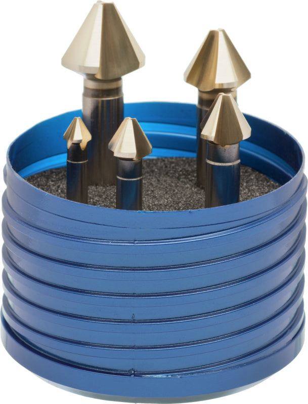 Sada kuželových záhlubníků HSS 60°, trojbřité, extrémně nerovnoměrný sklon