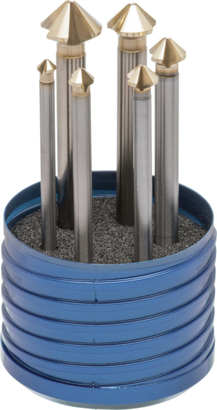 Sada kuž. záhlub., 90°, HSS, tři břity, extrémně nerovnoměrný sklon, dlouhé provedení