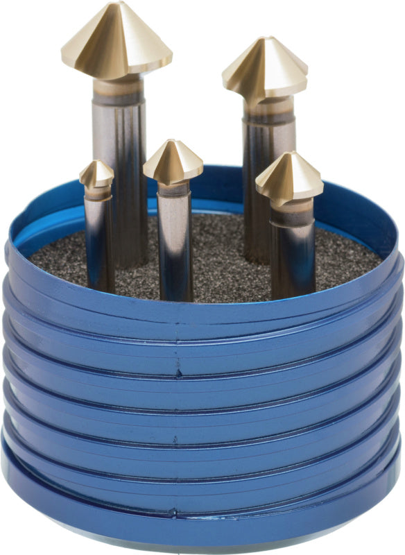 Sada kuželových záhlubníků HSS 90°, trojbřité, extrémně nerovnoměrný sklon