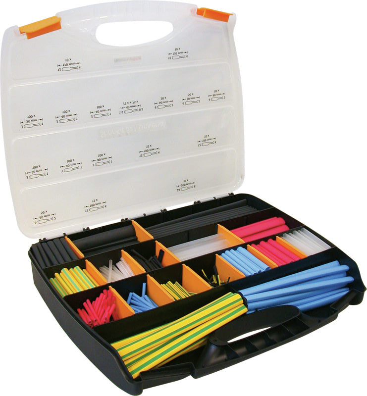 Sortiment teplem smrštitelných trubiček pro vodiče od 1 do 20 mm