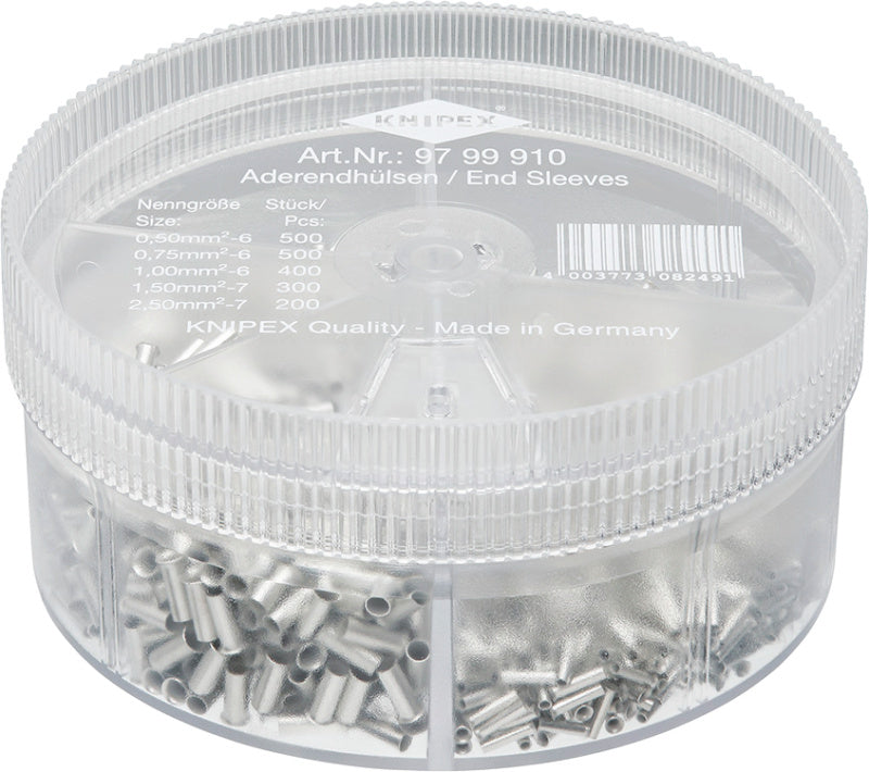 Krabice se sortimentem koncových dutinek, 0,5 až 2,5 mm²