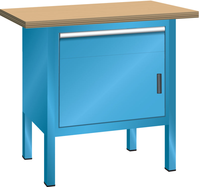 Kompaktní dílenský stůl se skříňkou