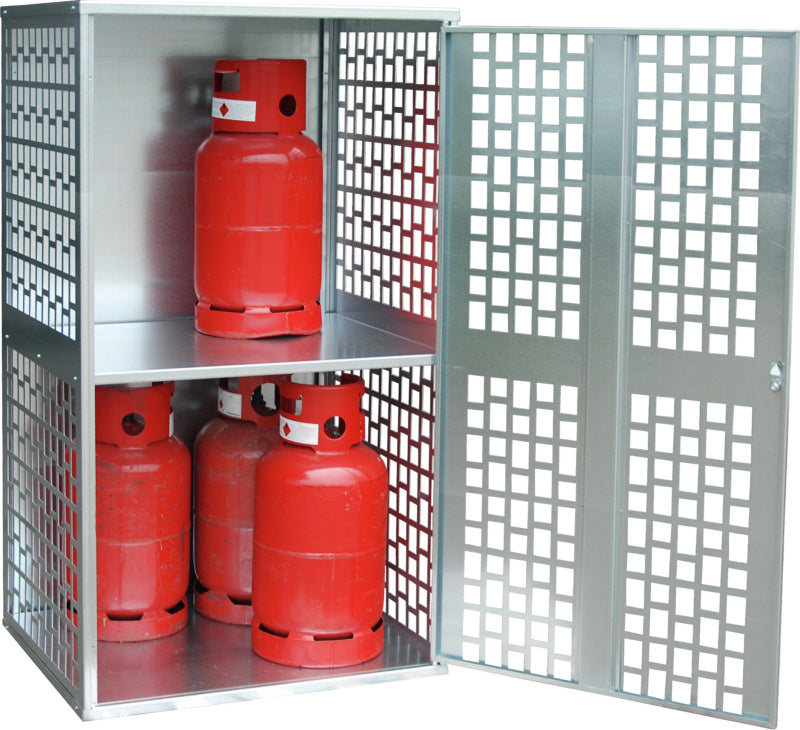 Úložiště na tlakové láhve s děrovanými dveřmi a bočnicemi