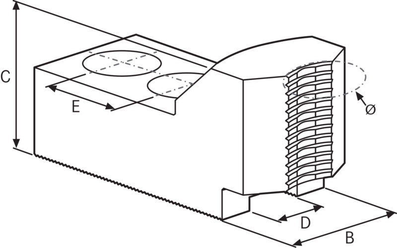 Svěrné čelisti na tyčové zboží, kalené