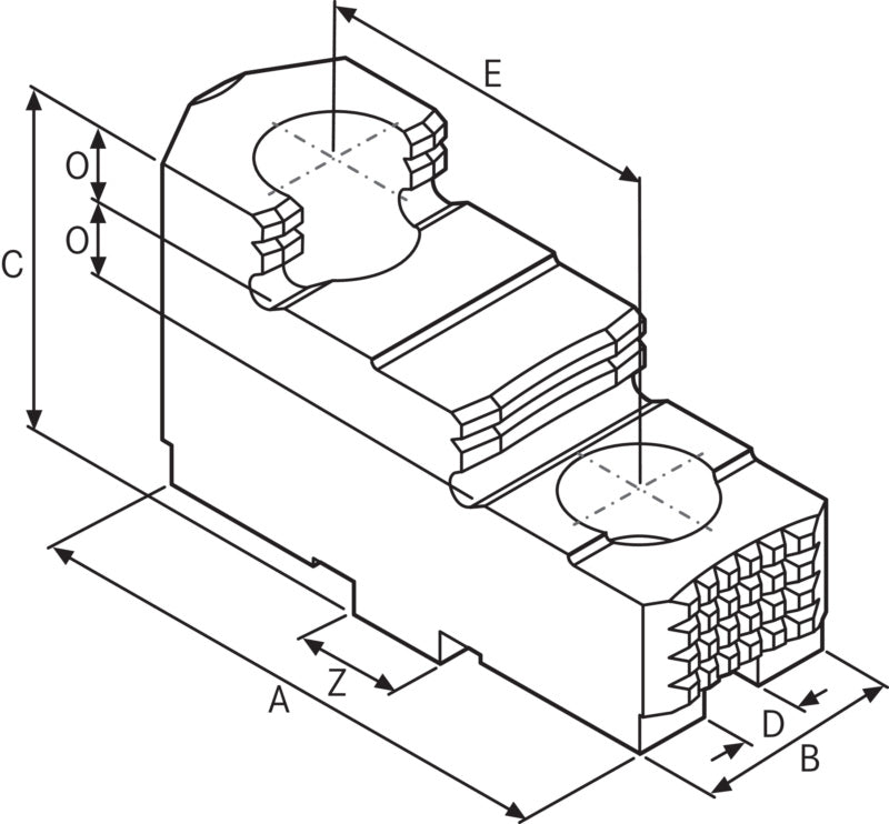 Reverzní přídavná čelist, kalená ocel