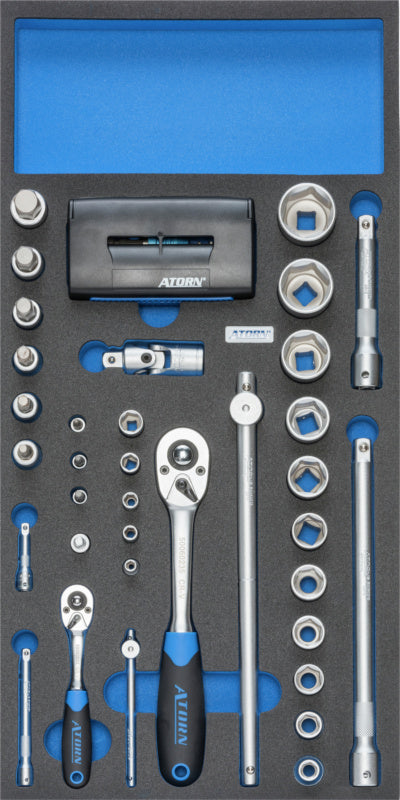 Vložka z tvrdé pěny s nářadím, sada nástrčných klíčů, 1/2"+1/4"