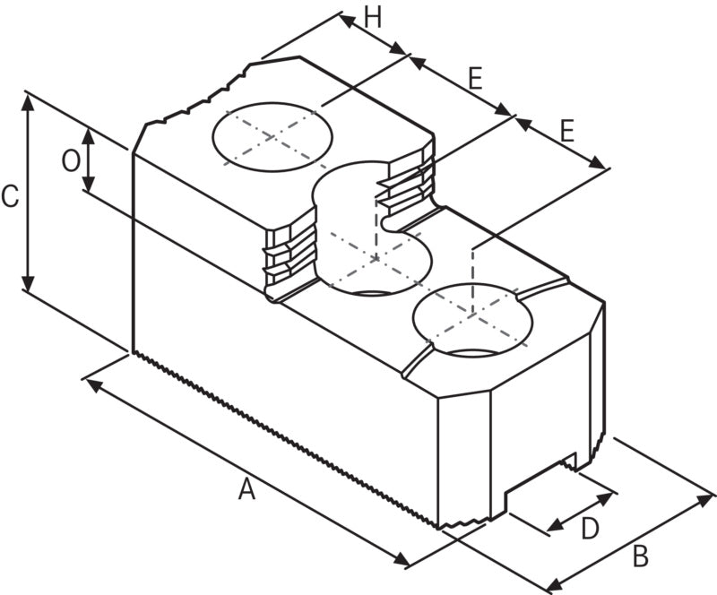 Reverzní výměnná čelist, kalená
