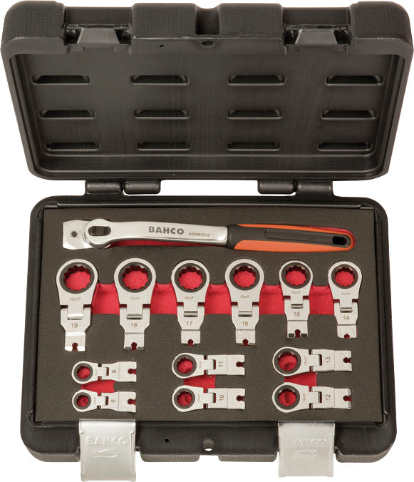 Průchozí ráčnový očkoplochý klíč, sada 12 ks