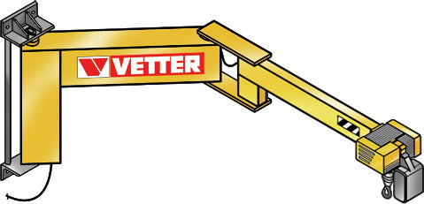 Nástěnný otočný jeřáb s řetězovým kladkostrojem a osazeným zdvihacím zařízením