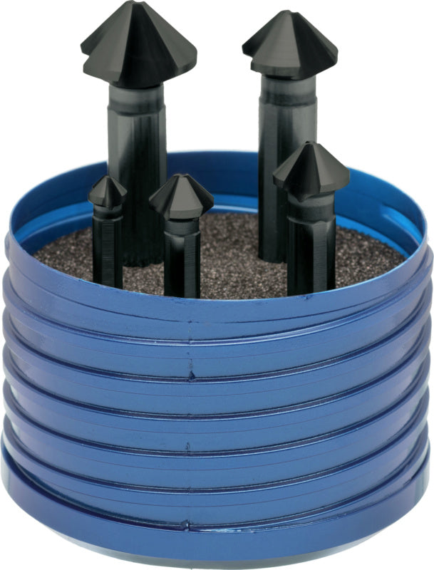 Sada kuželových záhlubníků HSS 90°, trojbřité, extrémně nerovnoměrný sklon