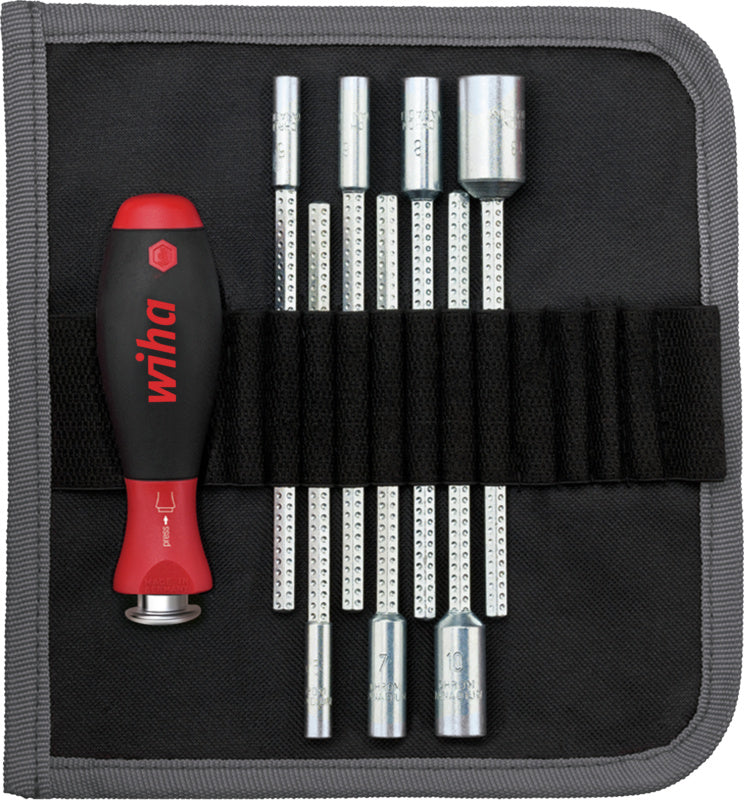 Sada šestihranných nástrčných klíčů s vyměnitelnými čepelemi a teleskopickou rukojetí