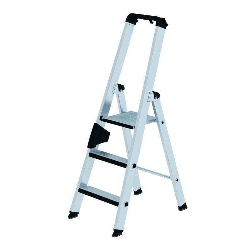 Hliníkové žebříky se schůdky, s plošinou, naklapávací schůdek, relax step