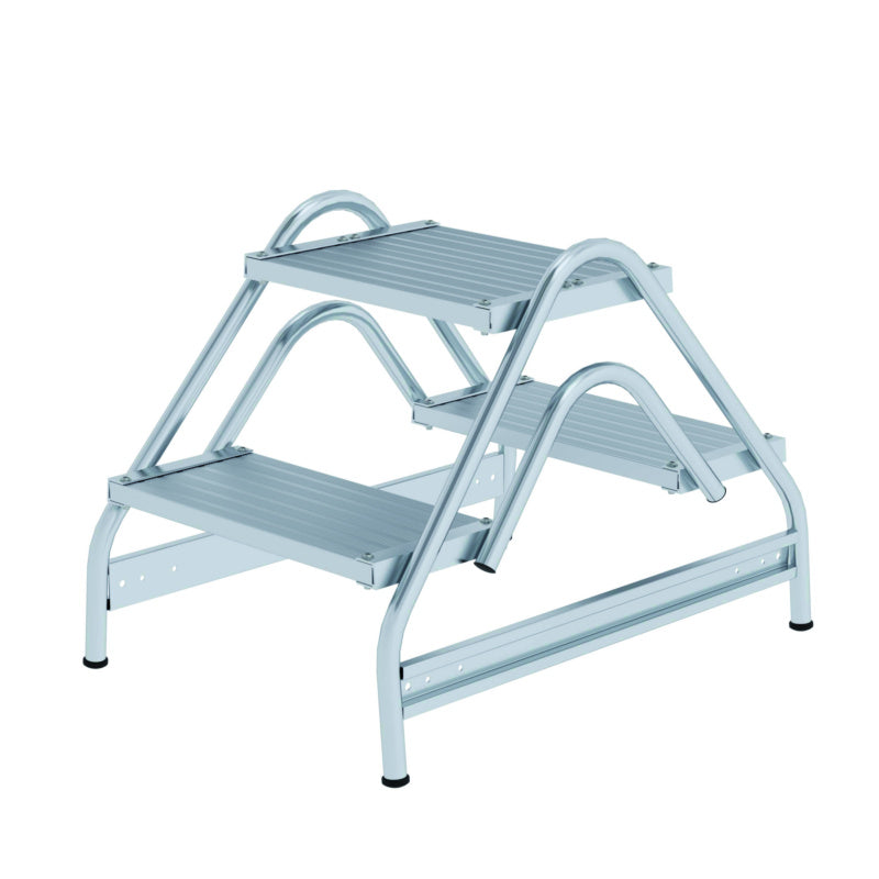 Hliníkové pracovní plošiny, 2stranný přístup, mřížkové stupně