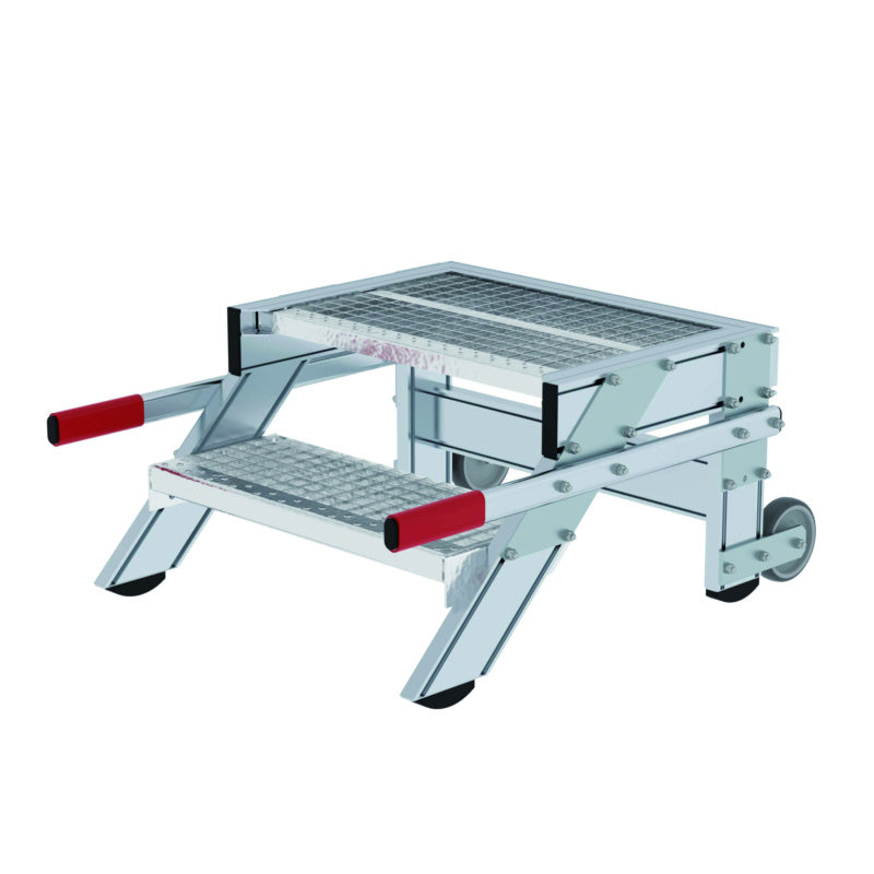 Hliníkové pracovní plošiny, pojízdné, roštové stupně, šířka 600 mm