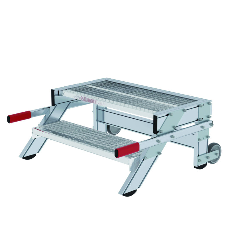 Hliníkové pracovní plošiny, pojízdné, roštové stupně, šířka 800 mm