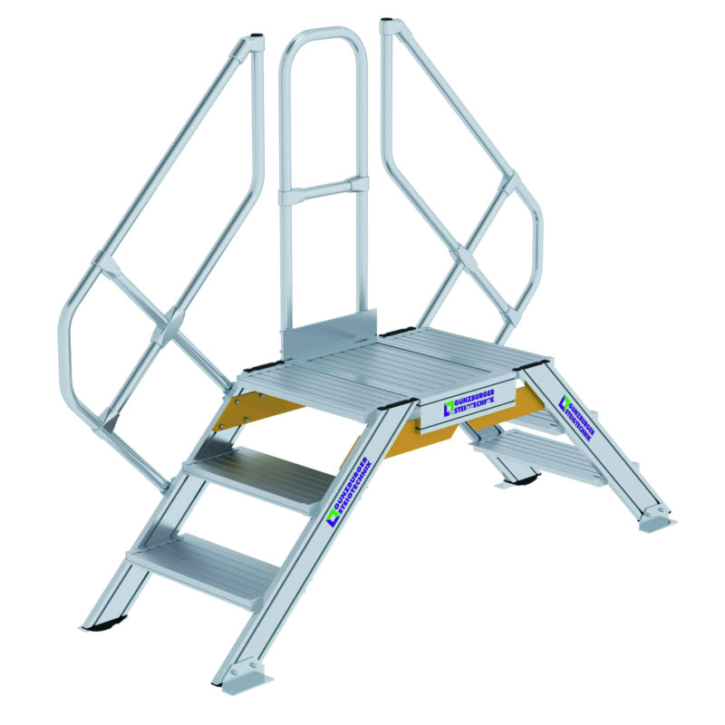 Hliníkové přechodové žebříky, stacionární, sklon 45°, šířka schůdku 600 mm