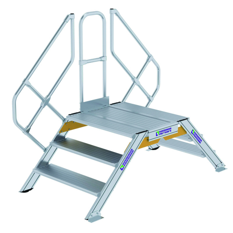 Hliníkové přechodové žebříky, stacionární, sklon 45°, šířka schůdku 1000 mm