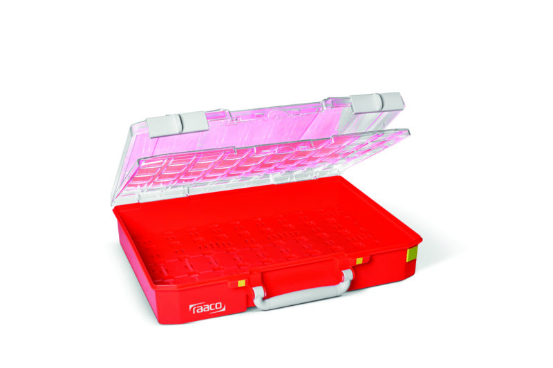 Fluorescenční sortimentový kufr s roštovou základnou a sendvičovým víkem s U-profily
