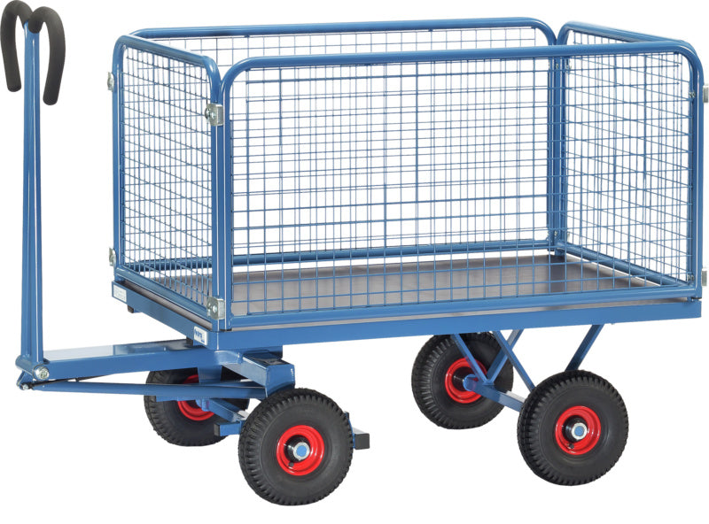 Ruční valníkový vozík se stěnami s drátěnou mřížkou