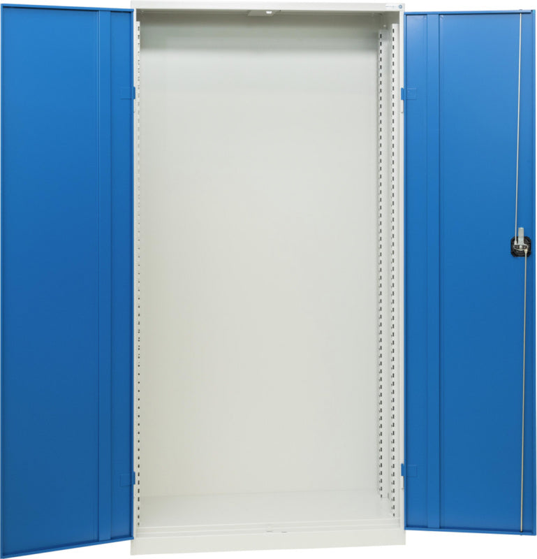 Prázdná skříň s dvoukřídlými dveřmi s plnými plechovými dveřmi, výška 1950 mm