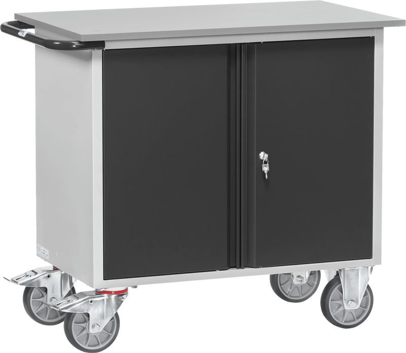 Dílenský vozík se skříňkou s 2 křídlovými dveřmi