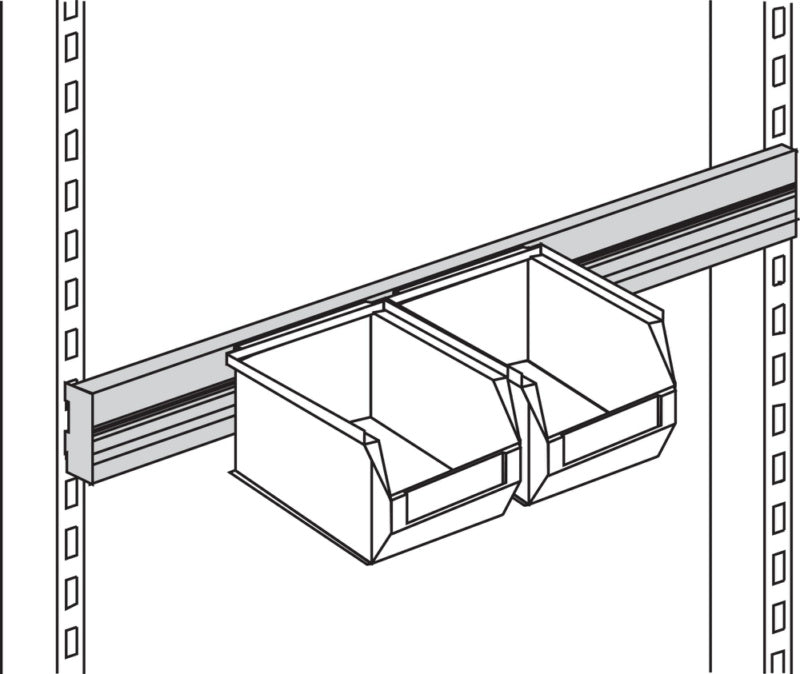 Podpůrná kolejnice pro průhledné skladovací krabice