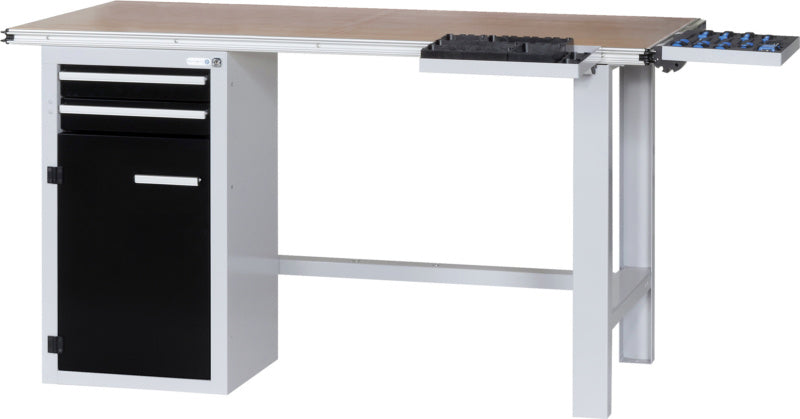 Kombinovaný dílenský stůl se systémem CLIP-O-FLEX a opěrnými úhelníky