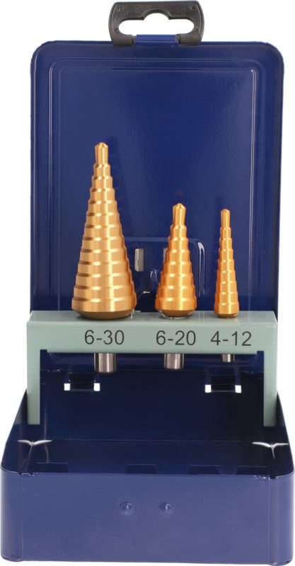 Sada stupňovitých vrtáků HSS TiN, přímá drážka