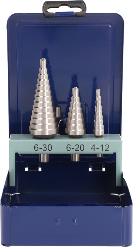 Sada stupňovitých vrtáků HSS, nepovrstvené, přímá drážka