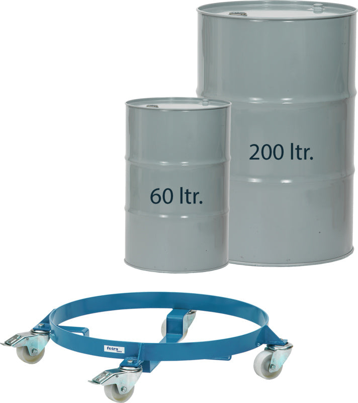 Vozík na sudy s vnějším ocelovým kroužkem, práškově lakovaný