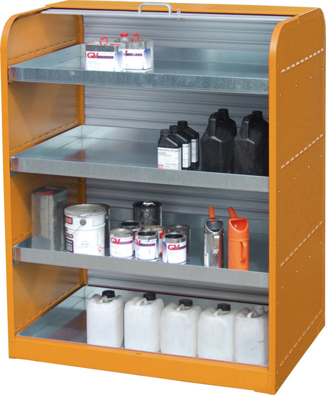 roletová skříň na nebezpečný materiál se 4 vanami malé obaly