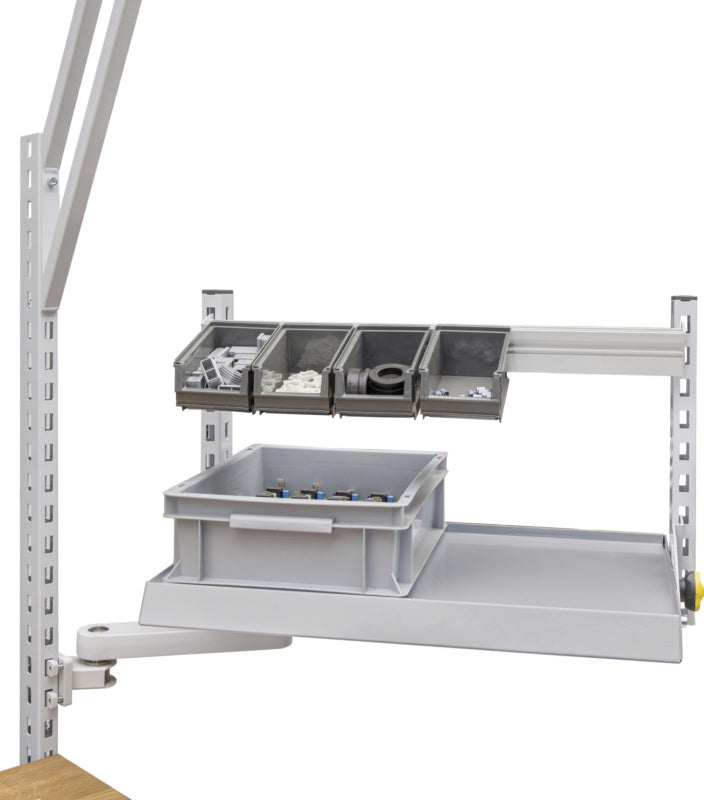 Otočné rameno s rámem, policí a přídržnou lištou