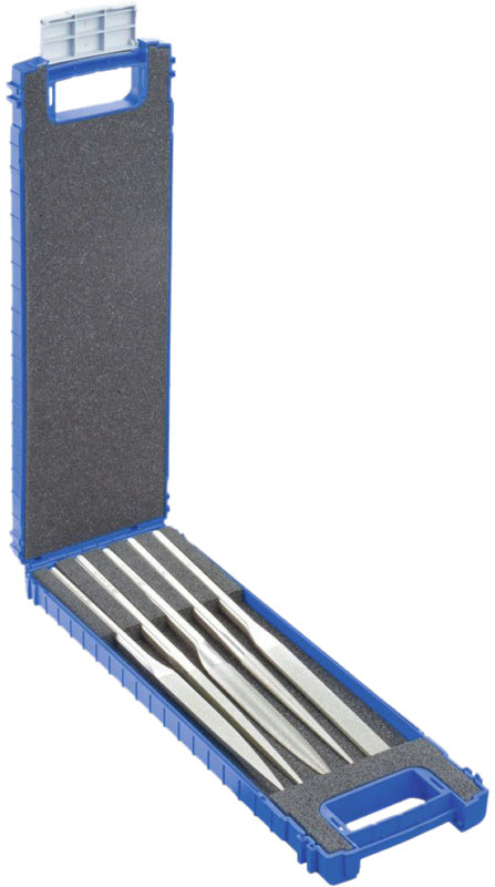 Sada diamantových jehlových pilníků, 5 kusů, v pouzdru