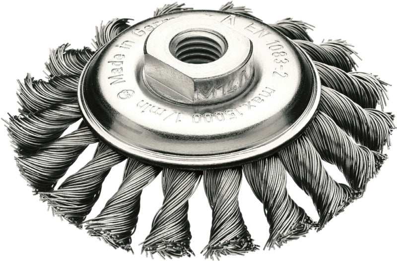 Kuželový kartáč s drátem splétaným proti směru hodinových ručiček