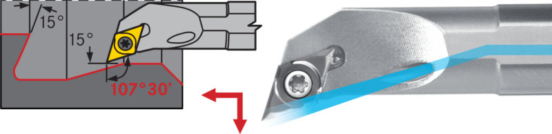 Vrtací tyč SDQC, z oceli, pozitivní, levá