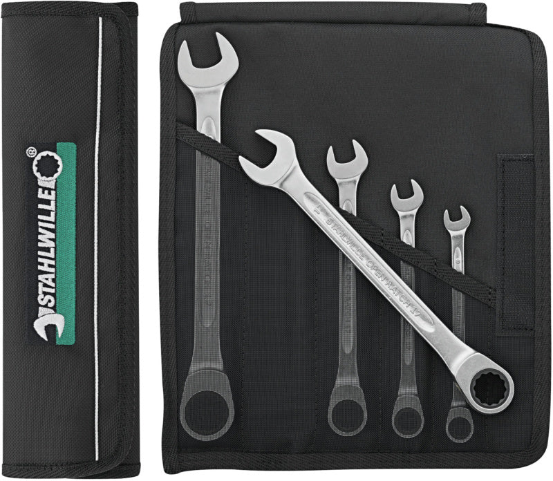 Kombinovaný ráčnový klíč, přímý, sady