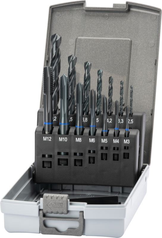 Sada závitníků + jádrový vrták M3–M12 HSSE průchozí/slepý otvor ≤ 3xD 371 ;376