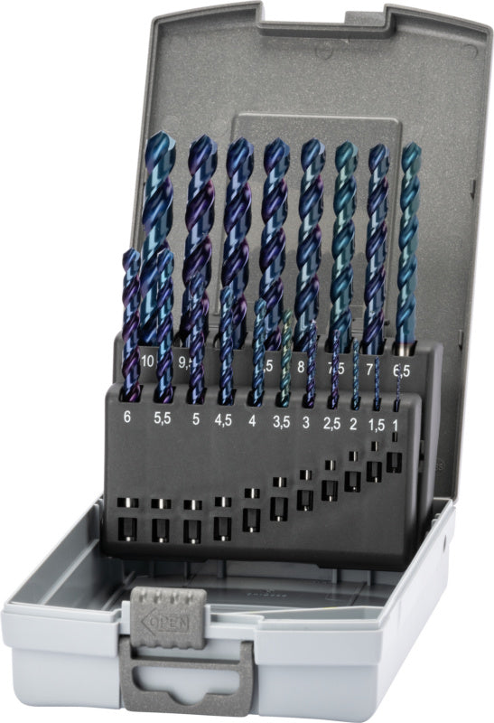 Sada spirálových vrtáků v krabici typu U4 HSSE TiNAlOX