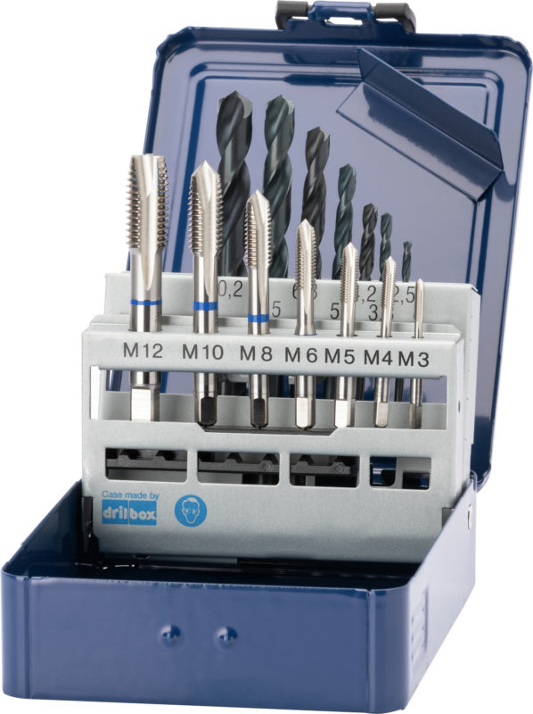 Sada závitníků + jádrový vrták M3–M12 HSSE průchozí/slepý otvor ≤ 3xD 352