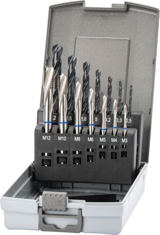 Sada závitníků + jádrový vrták M3–M12 HSSE slepý otvor ≤ 2,5xD 371 ;376