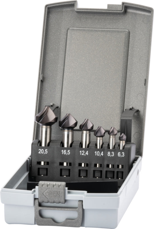 Sada záhlubníků 90° HSSE TiAIN T3, nerovné stoupání spirály