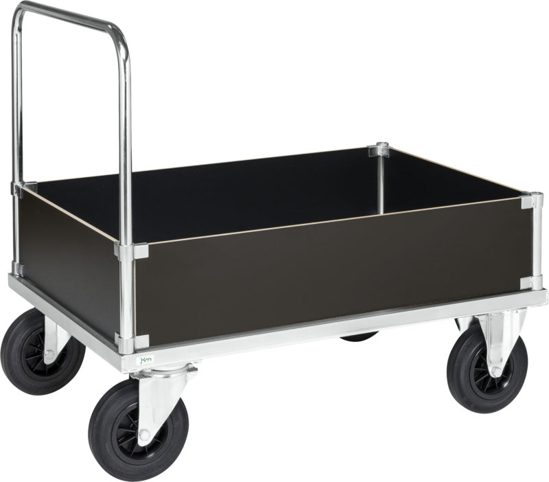 Plošinový vozík řady 600 s 200 mm vysokými stěnami, pozinkovaný