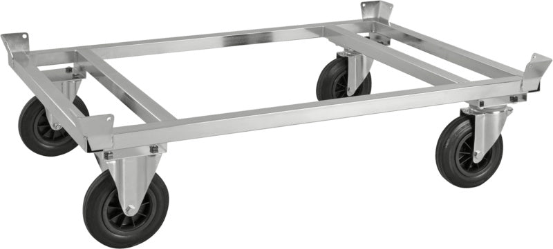 Paletový vozík vyrobený z oceli, s rohovými výztuhami, nízký