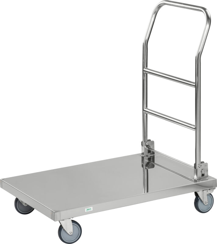 Plošinový vozík z nerezové oceli C2 s madlem, skládací