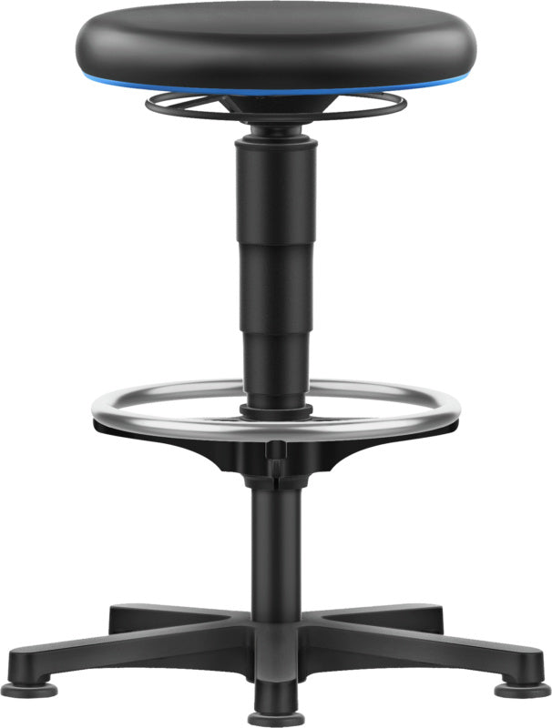 Univerzální stolička s kruhovým designem opěrky pro nohy a kluzáky, syntetická kůže