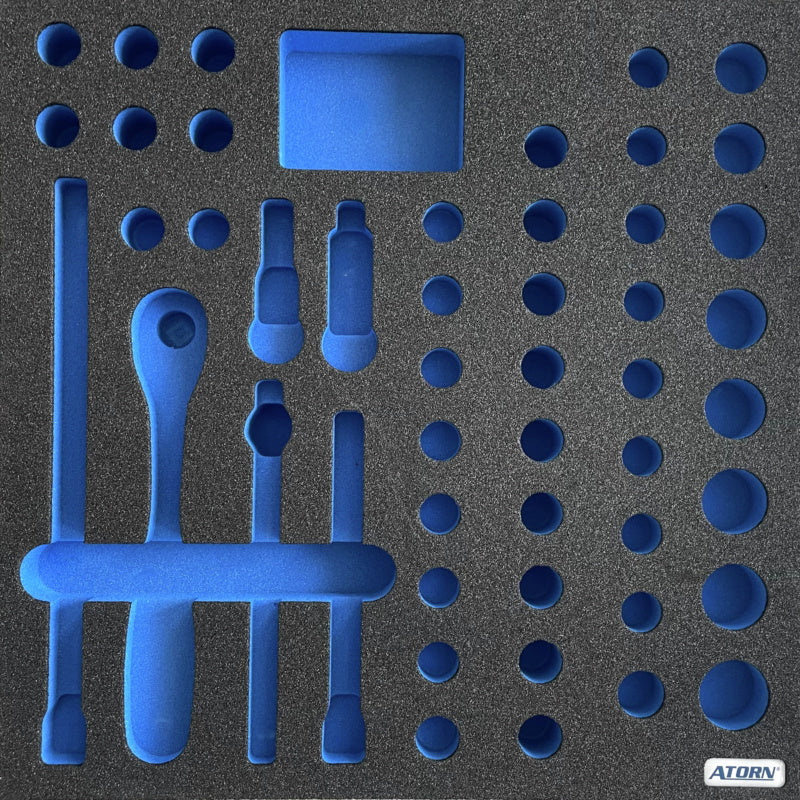 Vložka z tvrdé pěny, prázdná – sada 49 ks nástavců nástrčných klíčů